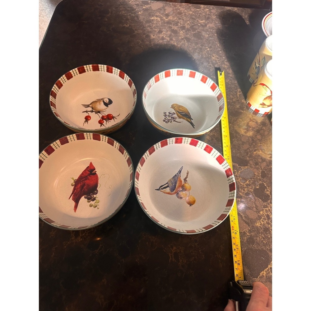 Lenox Winter Greetings Everyday Bird Cereal Bowls Set/ 4 Catherine McClung 1999